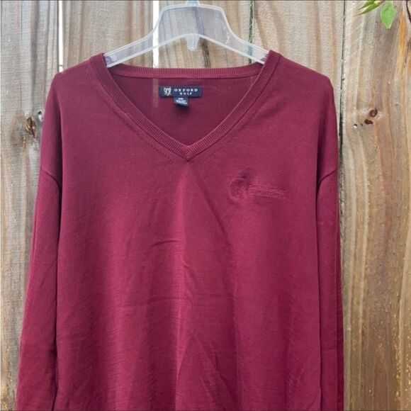 Take 50% OFF- Oxford Golf Burgundy V-neck Sweater, Size-XXL - Picture 4 of 7